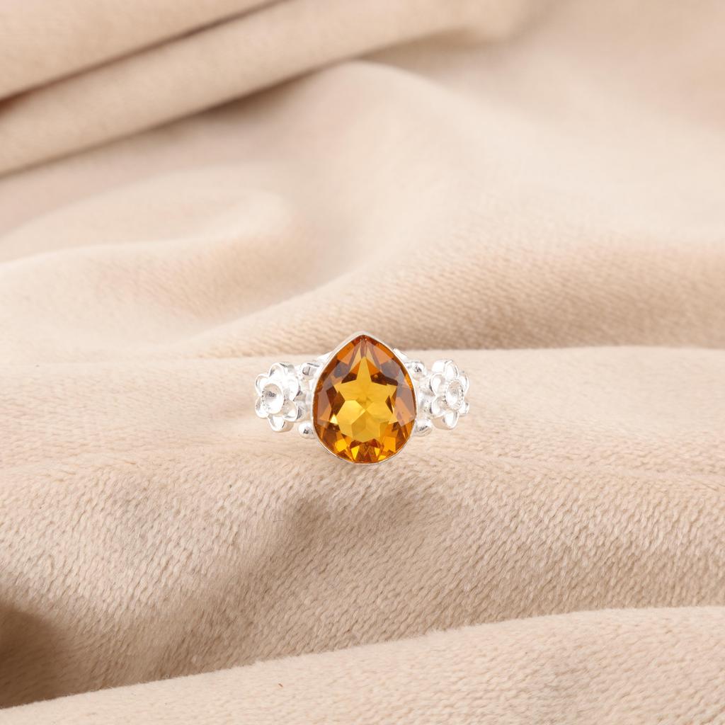Citrine Gemstone Jewelry, 925 Solid Sterling Silver Ring, Charming Citrine Silver Jewelry, Handmade Ring For Wedding Gift