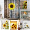 Farmhouse Rustic Shower Curtain Sunflower Autumn Floral Flower On Rural Barn Wooden Fabric Bathroom Curtains with Hooks Sets
