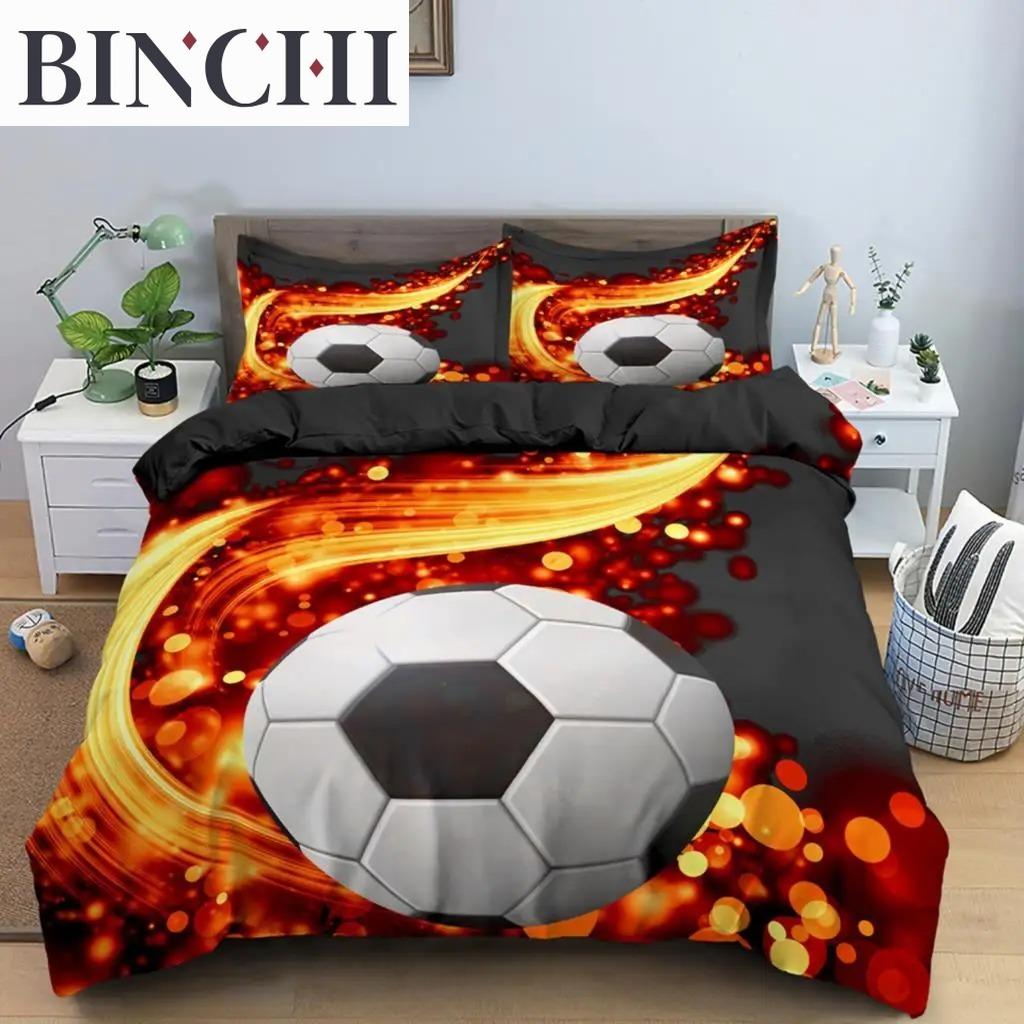 3D Fußball Bettwäsche-Set King Size Polyester Bettdeckebezug mit Reißverschluss Vollständiges Bettwäsche-Set 23 Teile