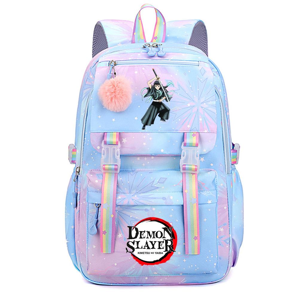 Roztomilý anime batoh s potiskem Demon Slayer pro dospívajícího studenta Školní taška Velkokapacitní Vodotěsná Cestovní taška Dárek