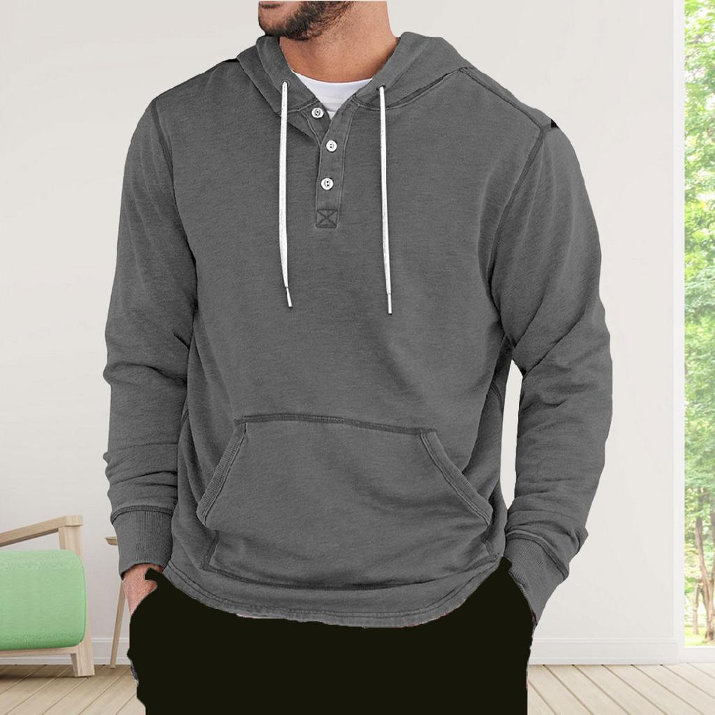 Herren Militär Button-Down Pullover Cargo Sweatshirt Langarm Vintage Workout Wandern Hoodies