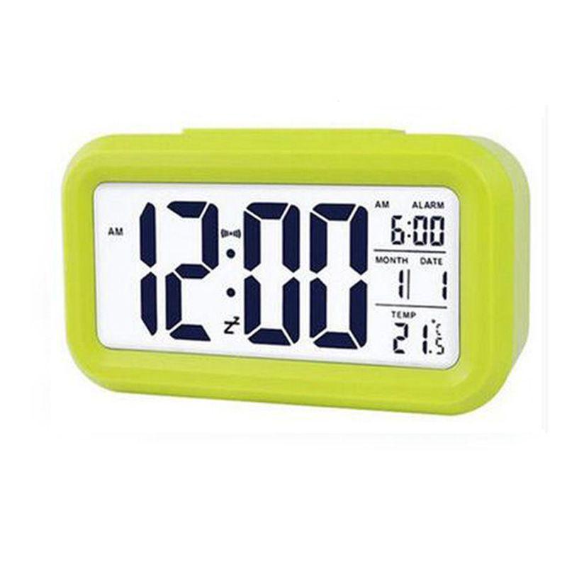 

Display Digital Alarm Snooze Clock Night Light Thermometer Home Battery Operated Green