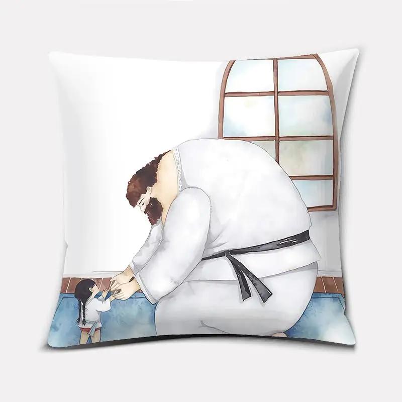 Watercolor Warm Family Series Pillow Gift Home Office Decoration  Bedroom Sofa Car Cushion Cover case