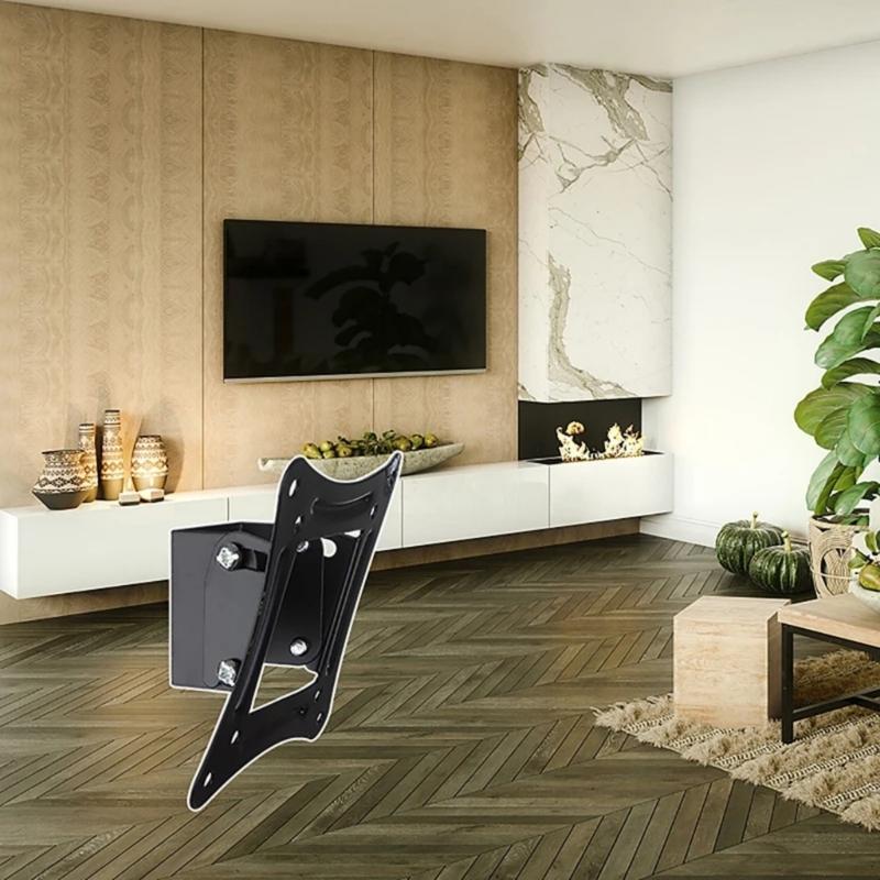 Space Saving Wall Bracket for Flat Screen Displays Providing Flexible Viewing Positions Through Tilt Adjustment