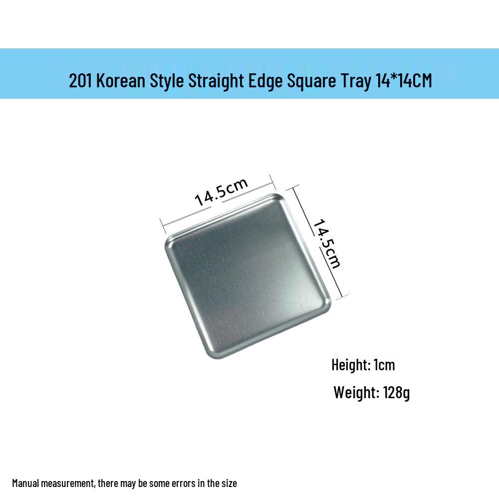 Korean-Style Stainless Steel Rectangular Tray: BBQ, Hot Pot, Grilled Meat, Sushi, and Fruit Plate.