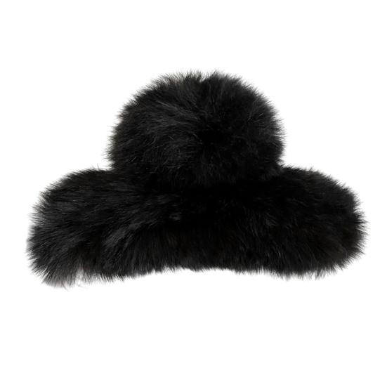 

Hair Claw Women Strong Spring Back Hair Clip Soft Plush Cover Head Hair Clamp Party Holiday чорний