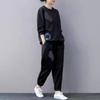 Großformat Großformat Sweatshirt-Anzug für Damen Herbst und Winter Locker Bedruckt Lässig Sport Zwei-Teiler Set für Damen