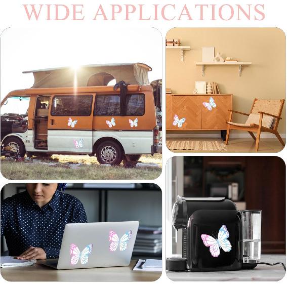 4Pcs Butterfly Car Decals Stickers Hologram Vinyl Waterproof Butterflies Sticker Decoration for Car Motorcycle Helmet Window Home Decor