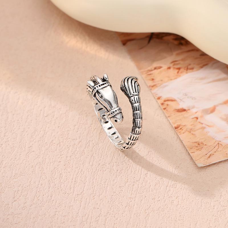 Ancient silver geometric ring literary and retro personality light luxury fashion jewelry finger ring women