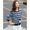 Demana Retro Overture Women's Striped Color-Block Knit Cardigan