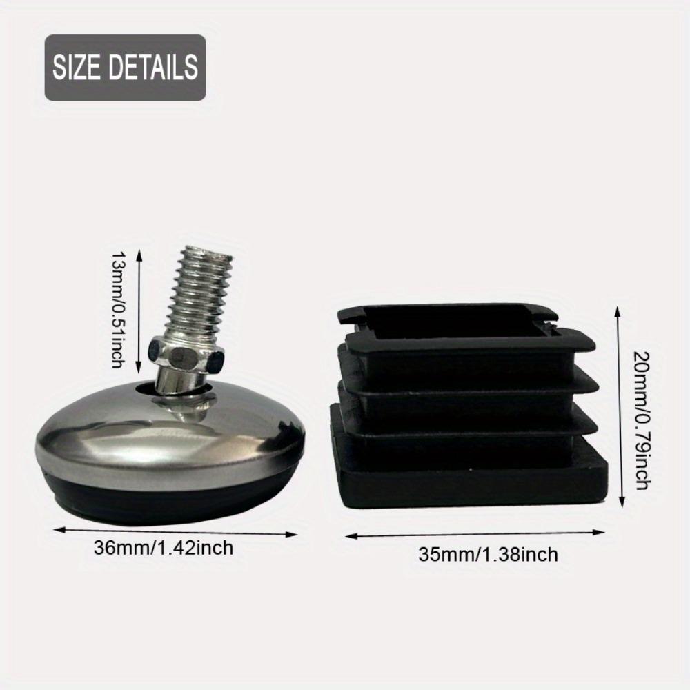 8 Pcs Adjustable Furniture Leveling Feet - Swivel Base, Threaded Furniture Glide Pads for Tables, Chairs, Stools Metal Finish