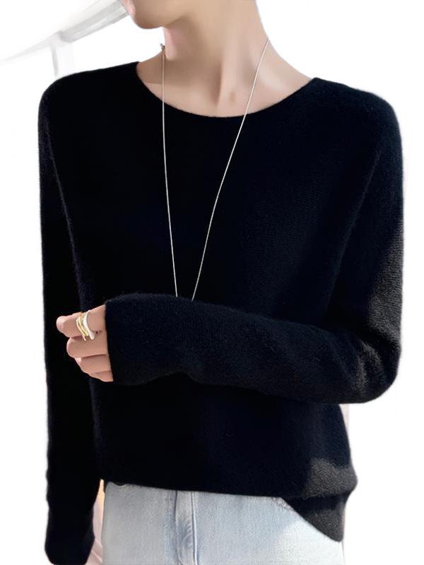 Women's 100% Wool Low-Neck Slimming Sweater - Soft, Flattering, High-End Feel for Spring/Autumn