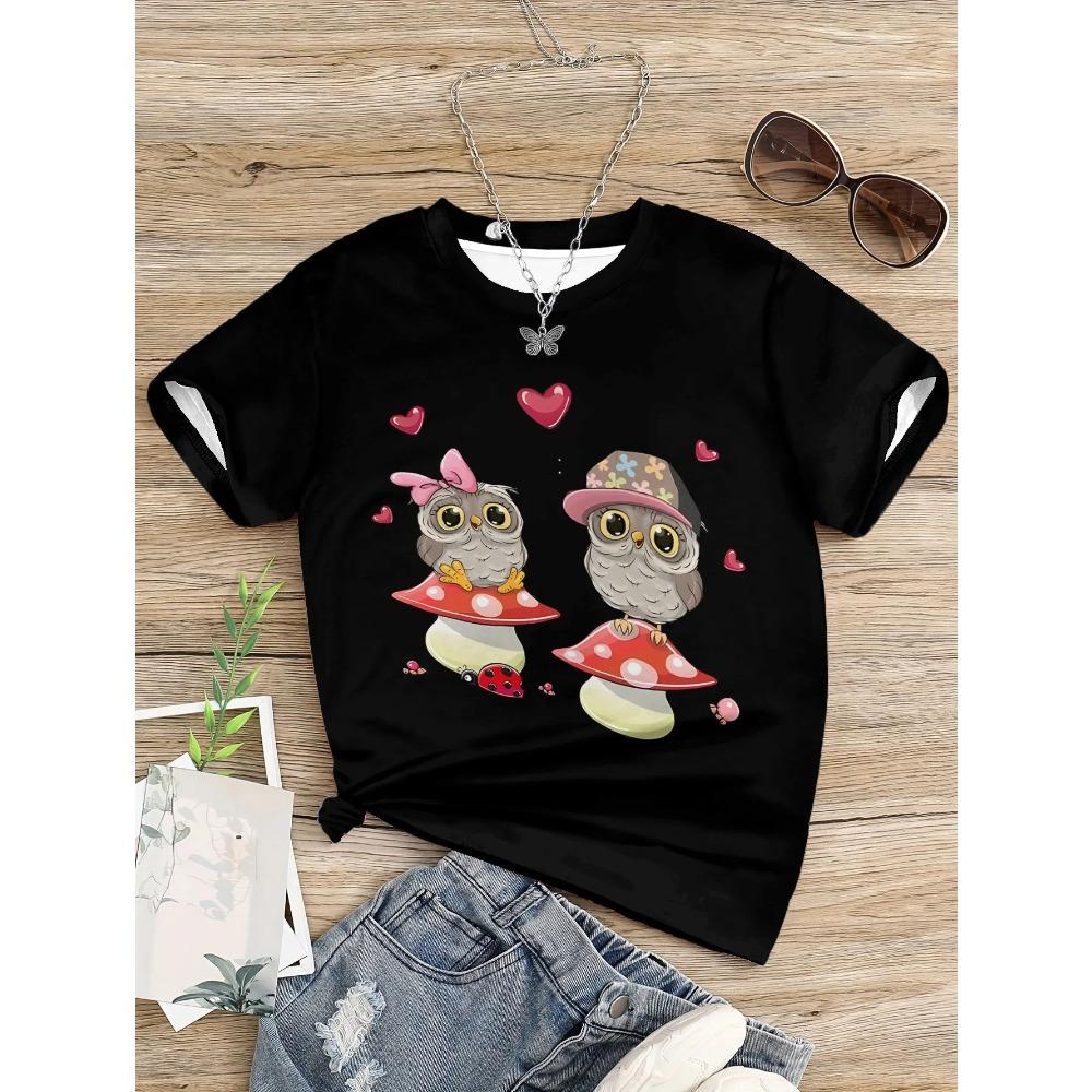Girl Clothes for Girls T-shirts Child Cartoon Owl T-shirt 10 Year Old Girl Clothes Children Top Children's Clothing Kids