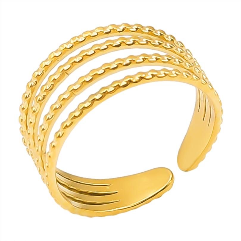 Neuer Offener Verstellbarer Ring Blatt Schlange Herz Echt Vergoldeter Edelstahl Ringe Für Frauen Männer Zubehör Mehrschichtiger Schmuck