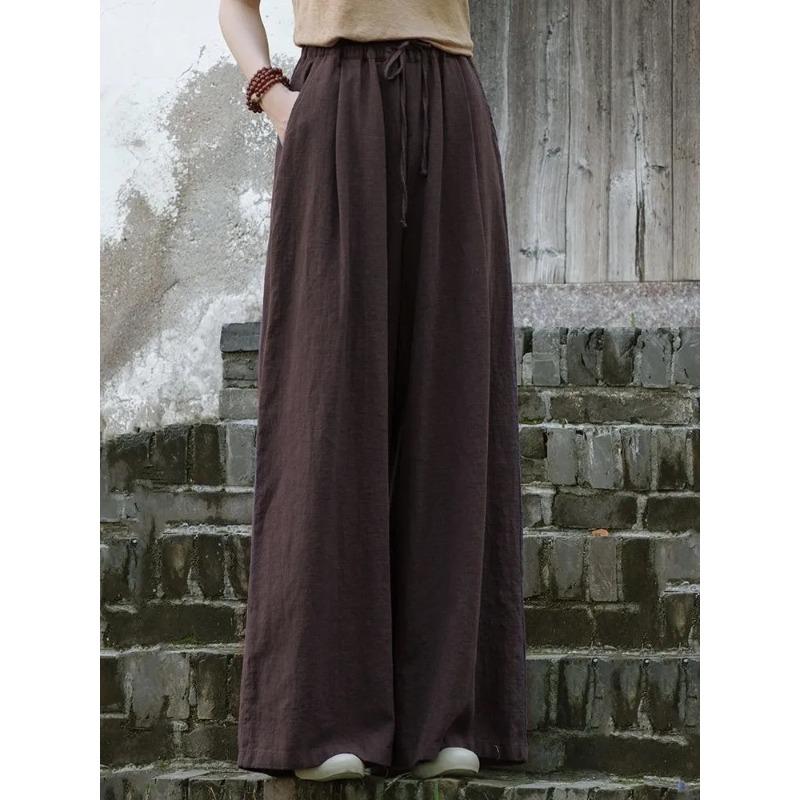 Cotton and Linen Loose Wide-leg Pants Women's Literary Retro Drape Pants Spring and Summer Casual Pants