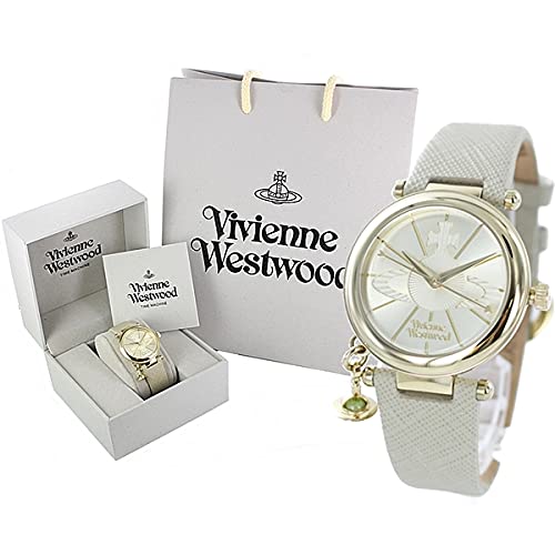 Vivienne Westwood Women's Orb Charm Gold and Cream Leather Watch with Shopper (VV006GDCM) [Parallel Import]