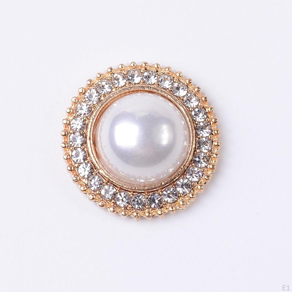 5 Pieces Alloy Rhinestone Buttons, Flat Back Brooch Buttons Sparkly Bling Sew on Clothing