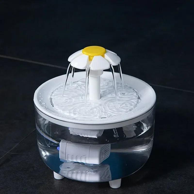 Pet water dispenser, cat silent water dispenser, automatic circulation, dog transparent petal water filter, power-off