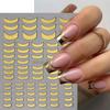 3D Lines Nail Stickers Silver Gold Metal Stripe Decals Curve Gel Nails Art Sliders Polish Manicure Decor Foils