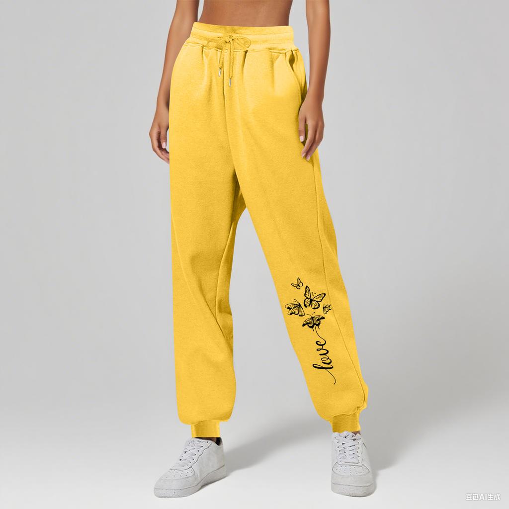 Ladies' Printed Unisex Casual Pocket Drawstring  Pants