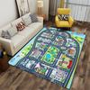 Colorful City Map Rug with Landmarks Non-slip Rug Suitable for Living Room and Bedroom Sofas.