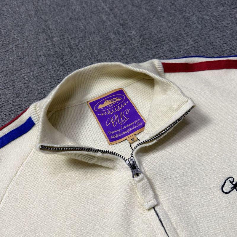 Cardigã com Zíper Alcatraz de Lã Corteiz: Jaqueta de Rua Retrô Americana Tendência