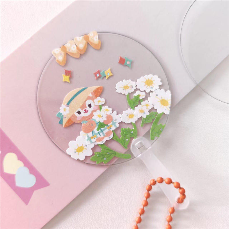Mini summer transparent round portable fan with keychain