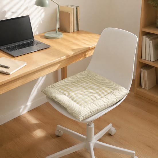 Cotton Linen Seat Pad Square Plaid Chair with Ties, Breathable Cushion, Buffalo for Hard Chairs Check Dining Cushion Home Office Chair, 16 X Inch Soft