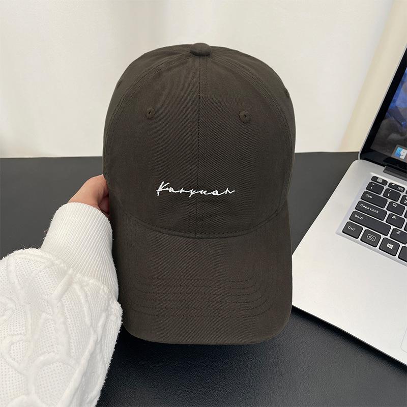 Retro Letter Baseball Cap Female Simple Versatile Sun Hat Big Head Circumference Soft Top Cap Female