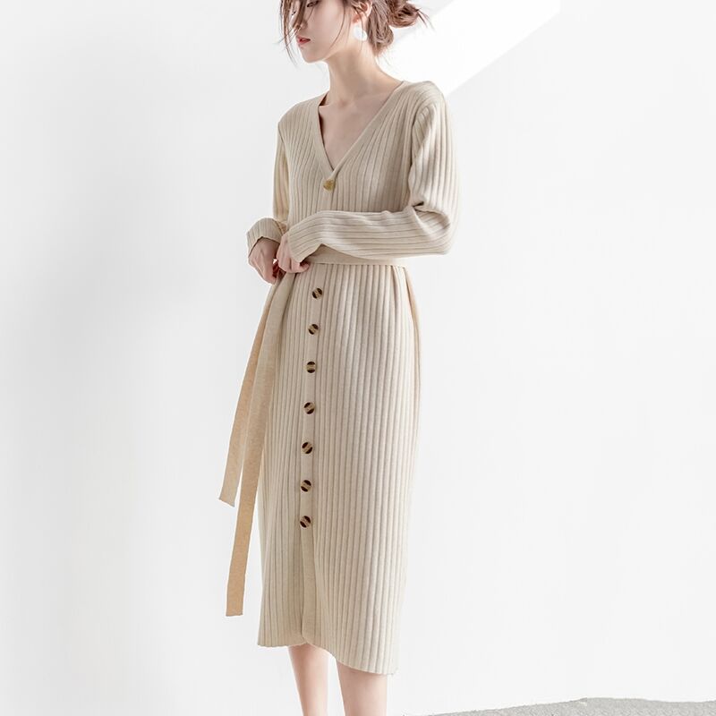 New Women's Clothing Temperament High-end Sense Light Luxury Celebrity Fried Street Knitted Dress