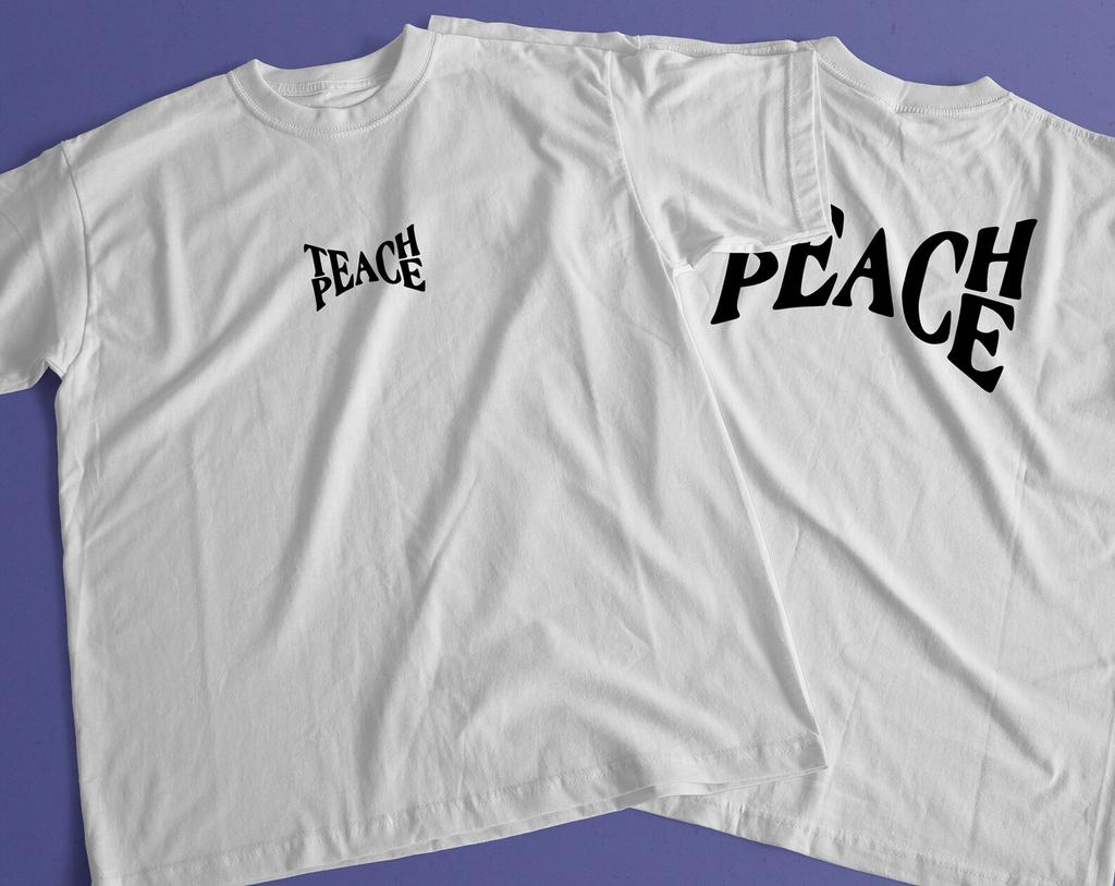 Frieden lehren, Frieden verbreiten, nicht Krieg - HQ Front/Retro T-Shirt, Schweres Unisex Rundhals