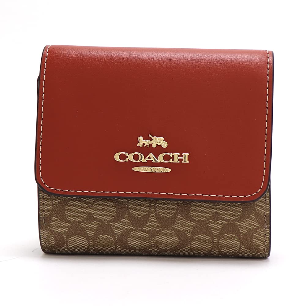 Coach Khaki and CF369 IMS4L Women's Tri-fold Wallet, Terracotta, [Used]