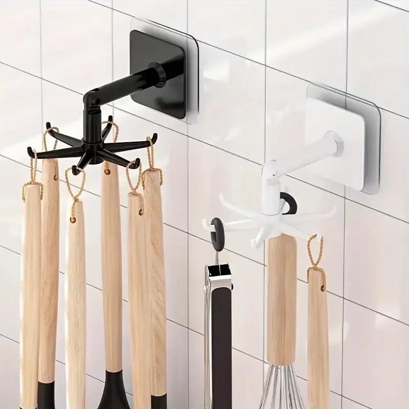 360 Degree All-round Rotation Seamless Wall Mounted Storage Spoon Hook Without Drilling Suitable for Kitchen Storage