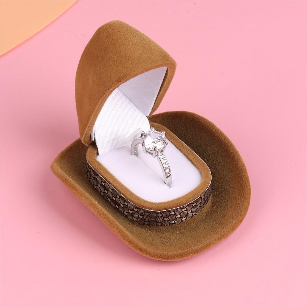 

Креативная ковбойская шляпа, шкатулка для драгоценностей, бархатная тканевая шкатулка для упаковки ювелирных изделий, шкатулка для ожерелья, шкатулка для сережек, шкатулка для колец