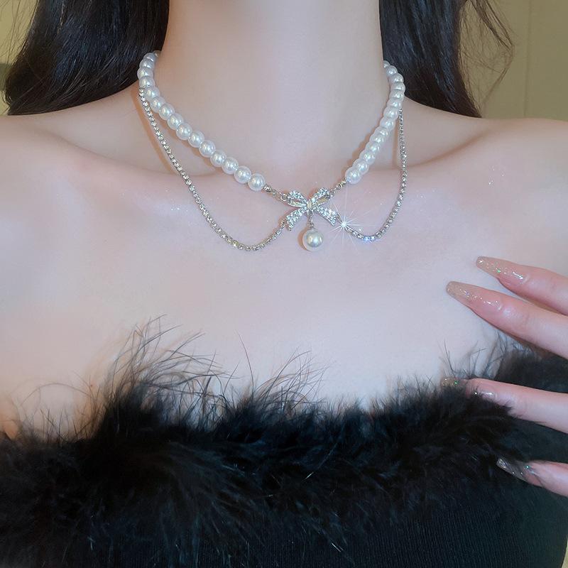 Freshwater Pearl Necklace Simple and Small Versatile Collarbone Chain Ins Style Necklace Decoration for Women