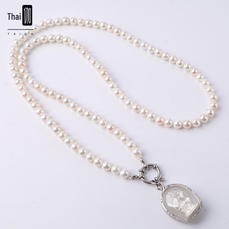 

Ожерелье-амулет из Таиланда с подвеской из перламутровой раковины - Круглая подвеска, цепочка для ключиц для женщин, не тускнеющая и не шелушащаяся. Default