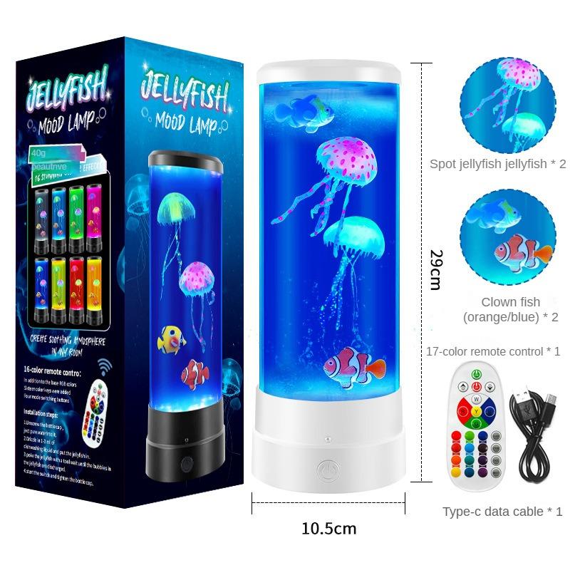 Atmosphere of The Bedroom Colorful Lights Jellyfish Fish LED Small Night Light Home Decoration Portable Remote Control Desk Lamp