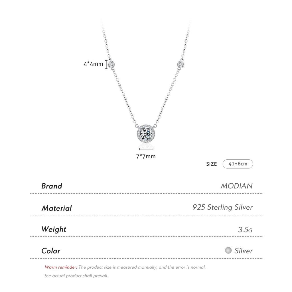 MODIAN 925 Sterling Silver Luxury Sparkling Round CZ Pendant Necklaces Wedding Link Chain Necklaces For Women Fine Jewelry Gifts