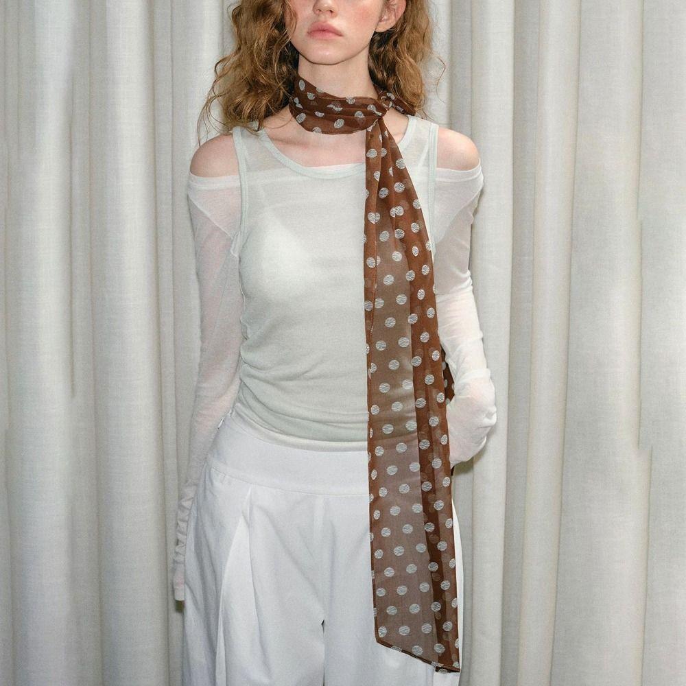 Elegant Dot Print Women Scarf Decorative Thin Chiffon Scarf Multifunctional Neck Scarf For Spring Summer Autumn