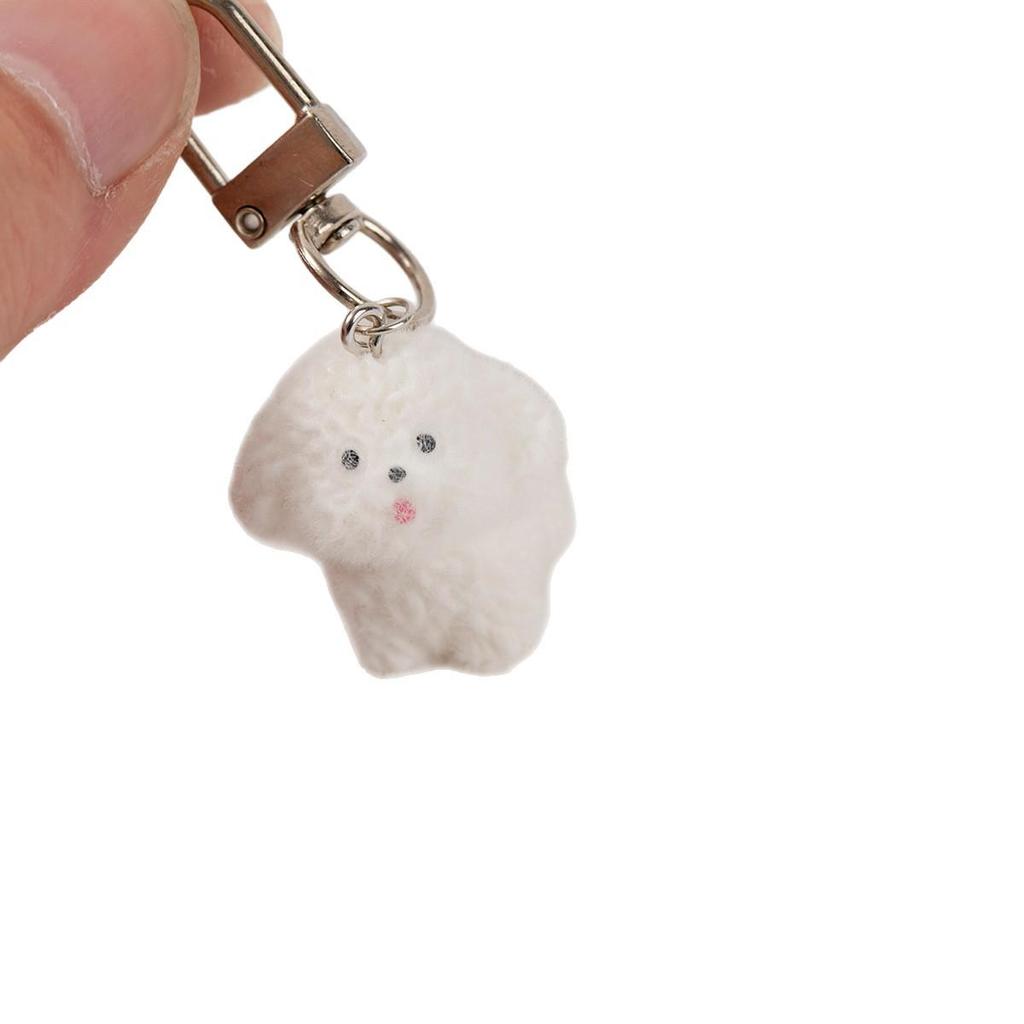 Colgante Llavero Mini Cachorro de Resina Flocada: Encantador Adorno de Llavero para Bolso DIY