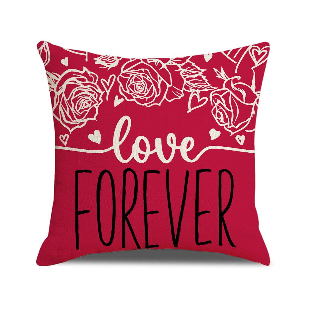 Valentine's Day Pillow, Simple and Versatile Combination Set, Pillow Cover, Red LOVE Letter Printed Sofa Pillow