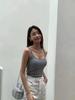 Women's Brushed Square Collar Thin Velvet Fixed Cup Camisole Vest - Autumn/Winter Trendy Layering Top