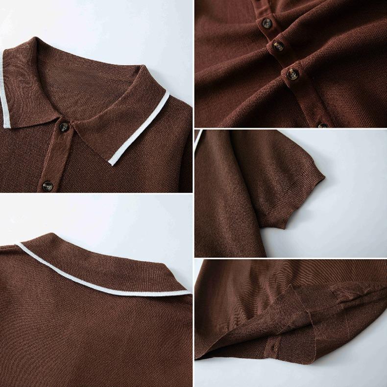 Kurzarmhemden für Herren Atmungsaktive Button-Down-Poloshirt-Oberteile Strandurlaub Leichte Golf-Hemden mit Kragen Herren Sommer Freizeit Gestrickte Hemden