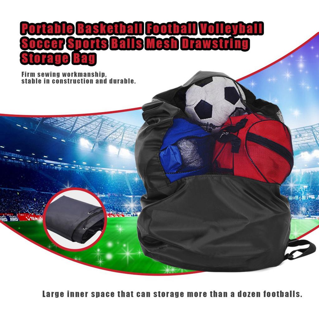 Portable Basket  Foot  Volley  Soccer Sports  s Mesh Drawstring Storage Bag