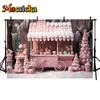 Mocsicka Christmas Photography Backgrounds Winter Pink Dessert Cart Snow Xmas Tree Gifts Decor Kids Photo Backdrop Studio Banner