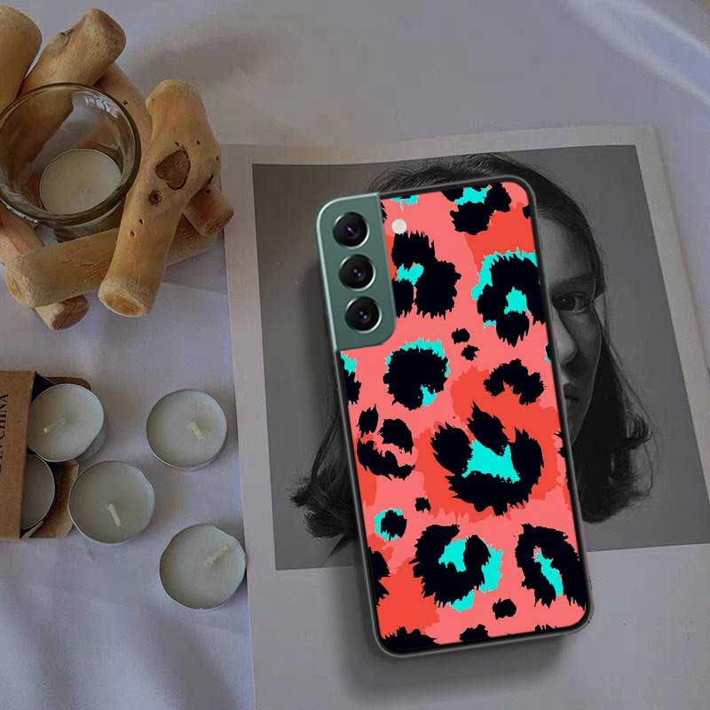 Leopard Print Pink Phone Case For Samsung Galaxy S22 S25 Ultra S21 S10 Plus S26 Edge S20 S23 S24 FE Cover Silicone Soft TPU