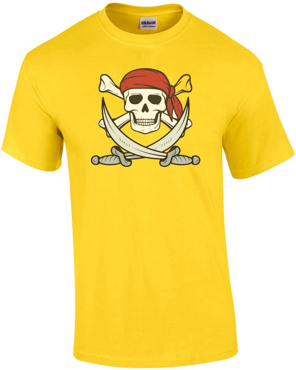 Jolly Roger Pirate Flag T-Shirt - Skull & Crossbones Buccaneer Costume Shirt 2XL