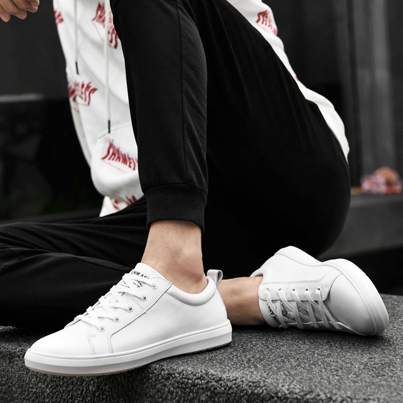Pánské ležérní šněrovací tenisky, módní a pohodlné tenisky Ležérní pánská obuv z pravé kůže