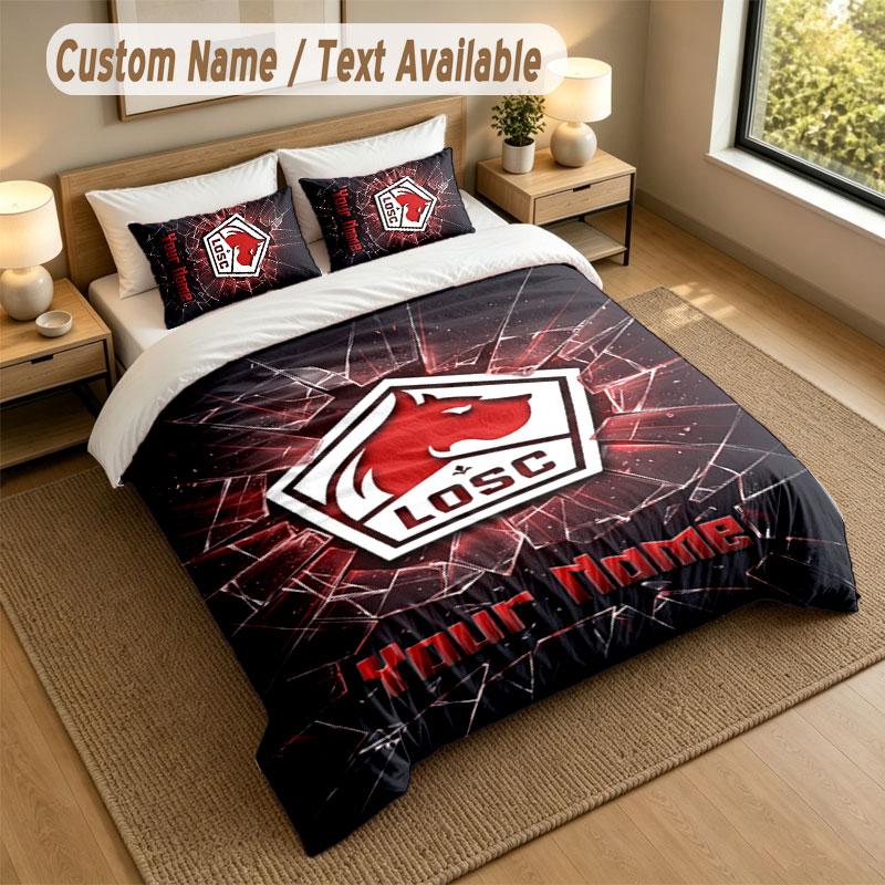 Bedding Set 1 Duvet Cover 2 Pillowcases LOSC Lille Print Soft Bed Linen Bedroom Decor