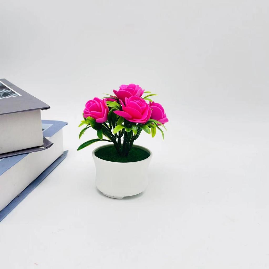 Faux Rose Small Greenery Three Leg Pot Valentines Gift And Display Tabletop